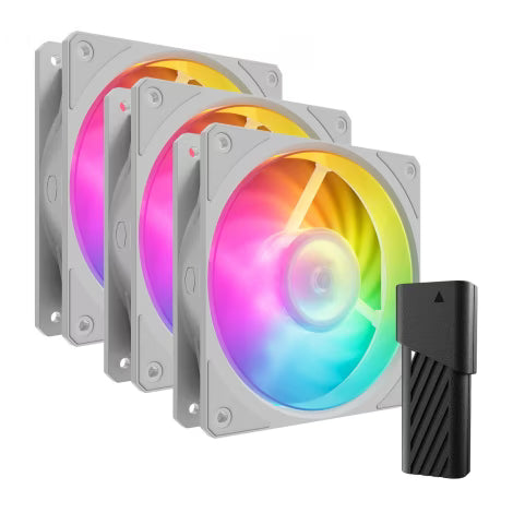 Cooler Master Mobius 120P ARGB White Edition, 3-Pack Fan Kit, 120mm Cooler Master Mobius 120P ARGB White Edition, 3-Pack Fan Kit, 120mm
